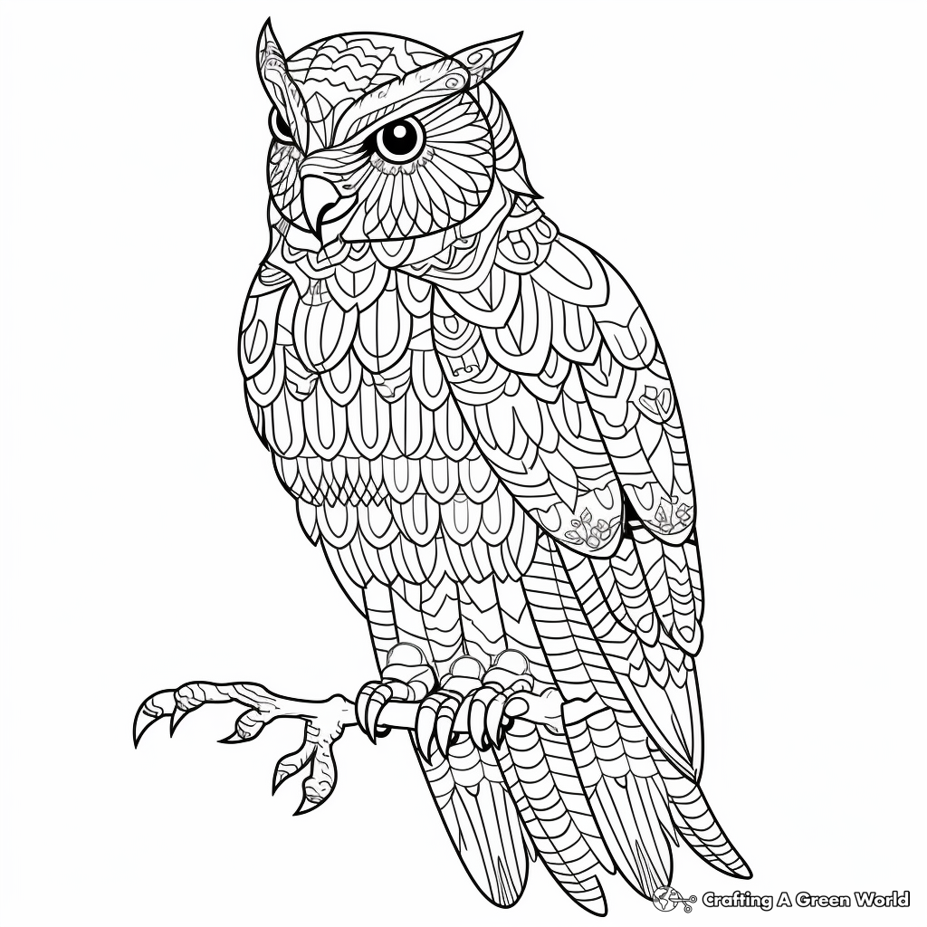 Intricate Short-Eared Owl Coloring Pages 2