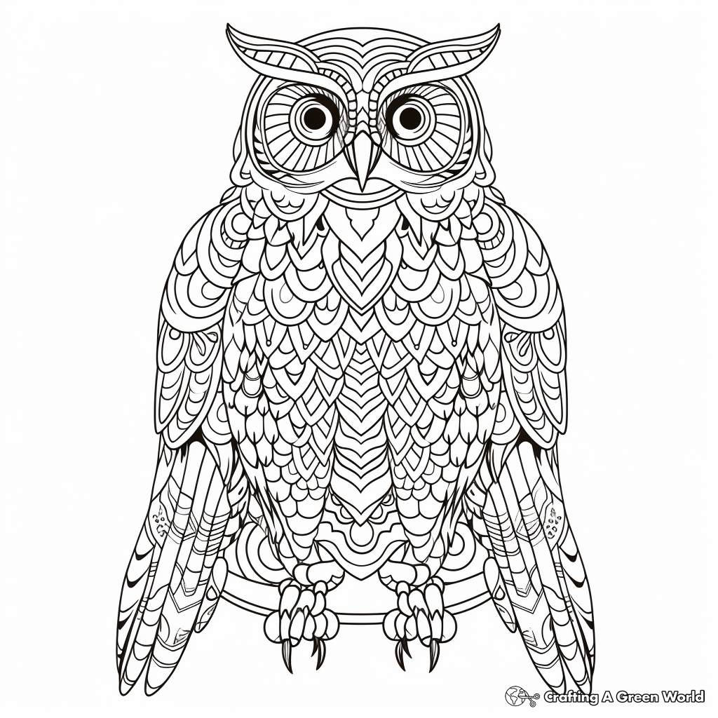 Intricate Short-Eared Owl Coloring Pages 3