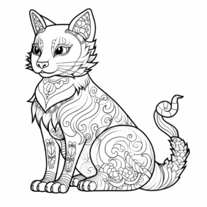 Intricate Siamese Cat Coloring Pages 1