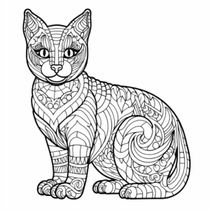 Intricate Siamese Cat Coloring Pages 2