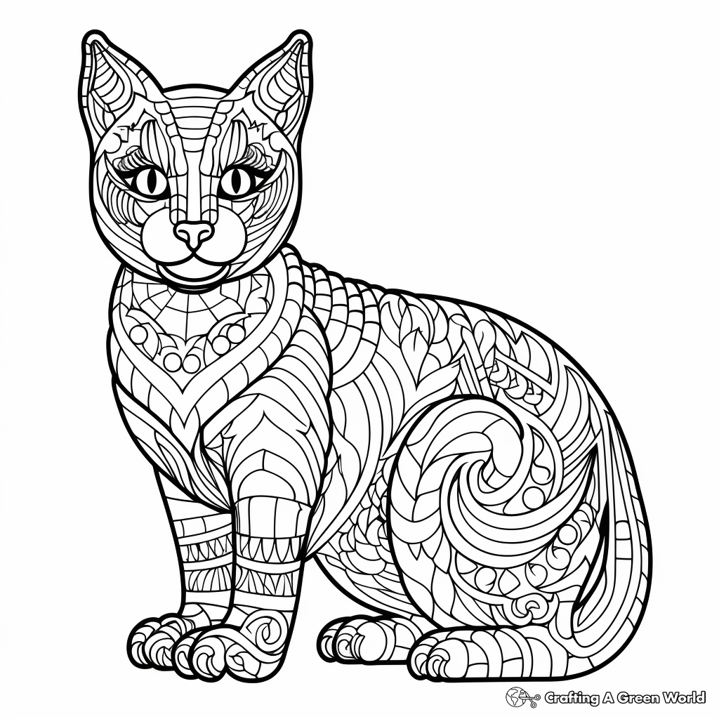 Intricate Siamese Cat Coloring Pages 2