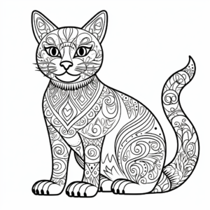 Intricate Siamese Cat Coloring Pages 4