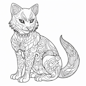 Intricate Siamese Cat Patterns Coloring Pages 1