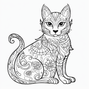 Intricate Siamese Cat Patterns Coloring Pages 2