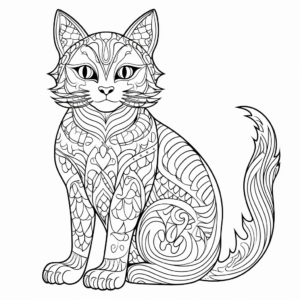 Intricate Siamese Cat Patterns Coloring Pages 4