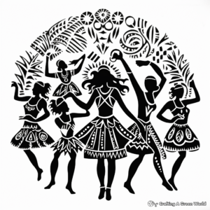 Intricate Silhouette Dancers Shadow Coloring Pages 1