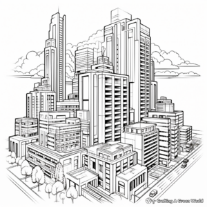 Intricate Skyscraper Construction Coloring Pages 1