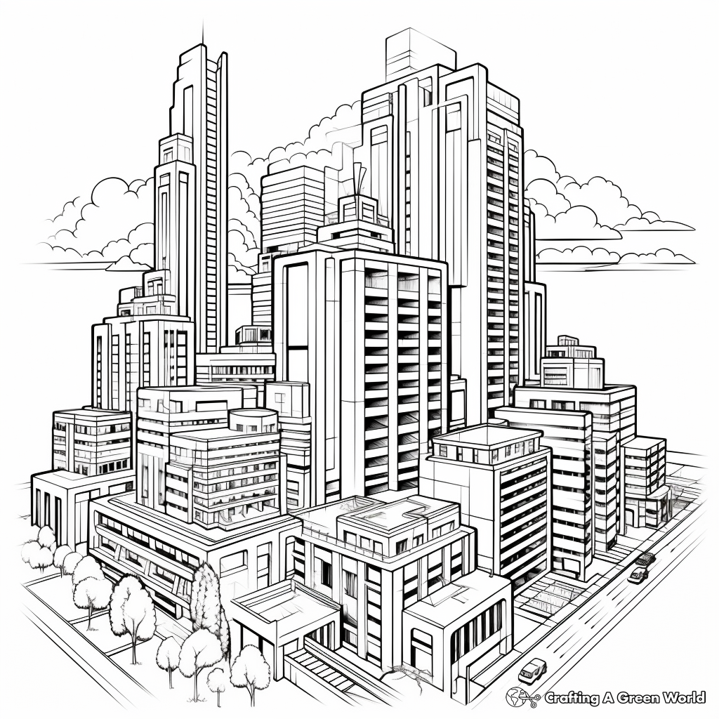 Intricate Skyscraper Construction Coloring Pages 1