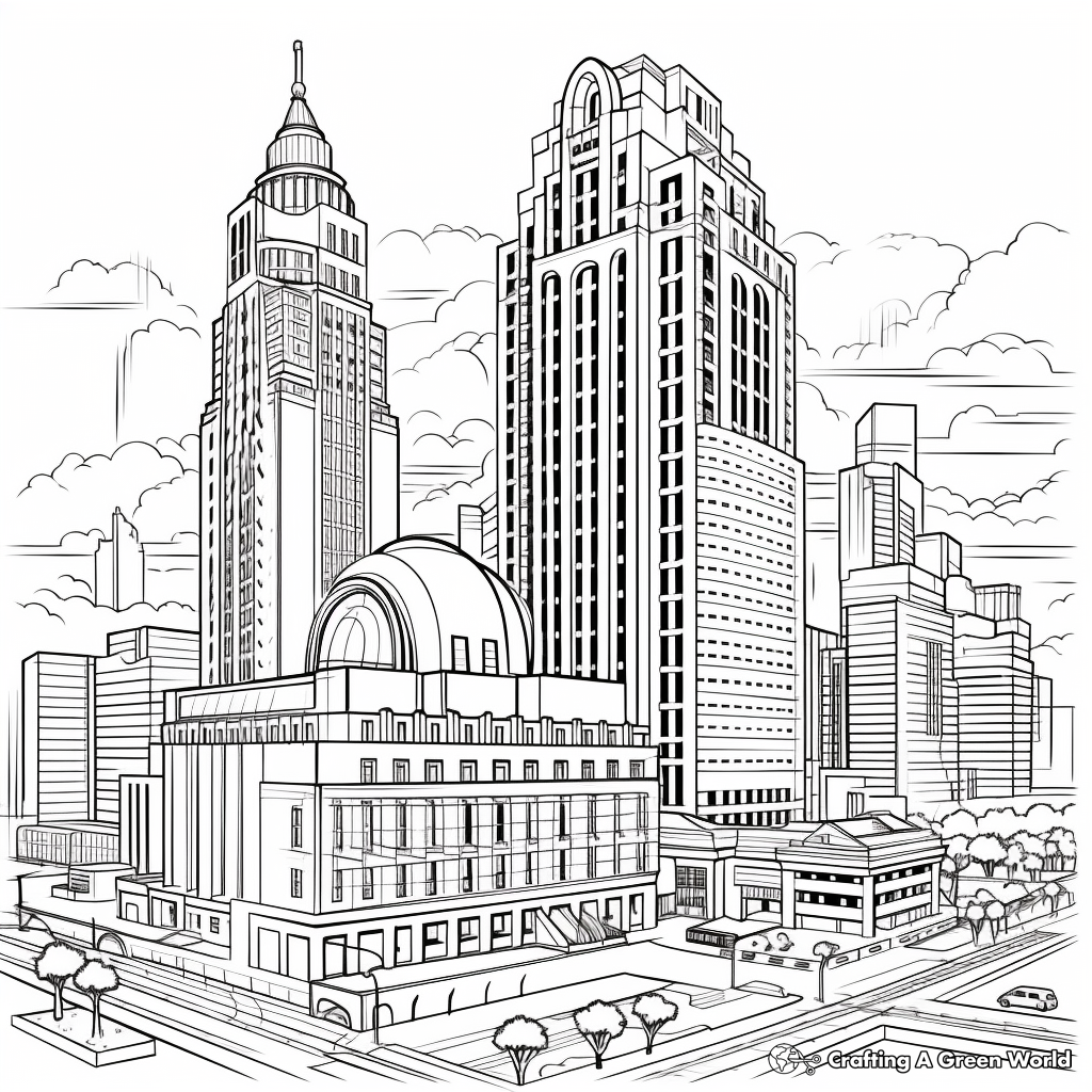 Intricate Skyscraper Construction Coloring Pages 2