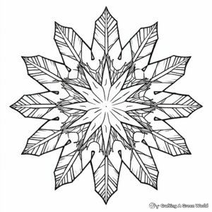 Intricate Snow Crystal Winter Solstice Coloring Pages 1