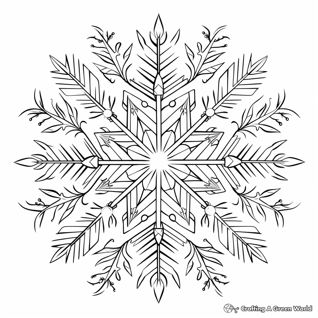 Intricate Snow Crystal Winter Solstice Coloring Pages 2