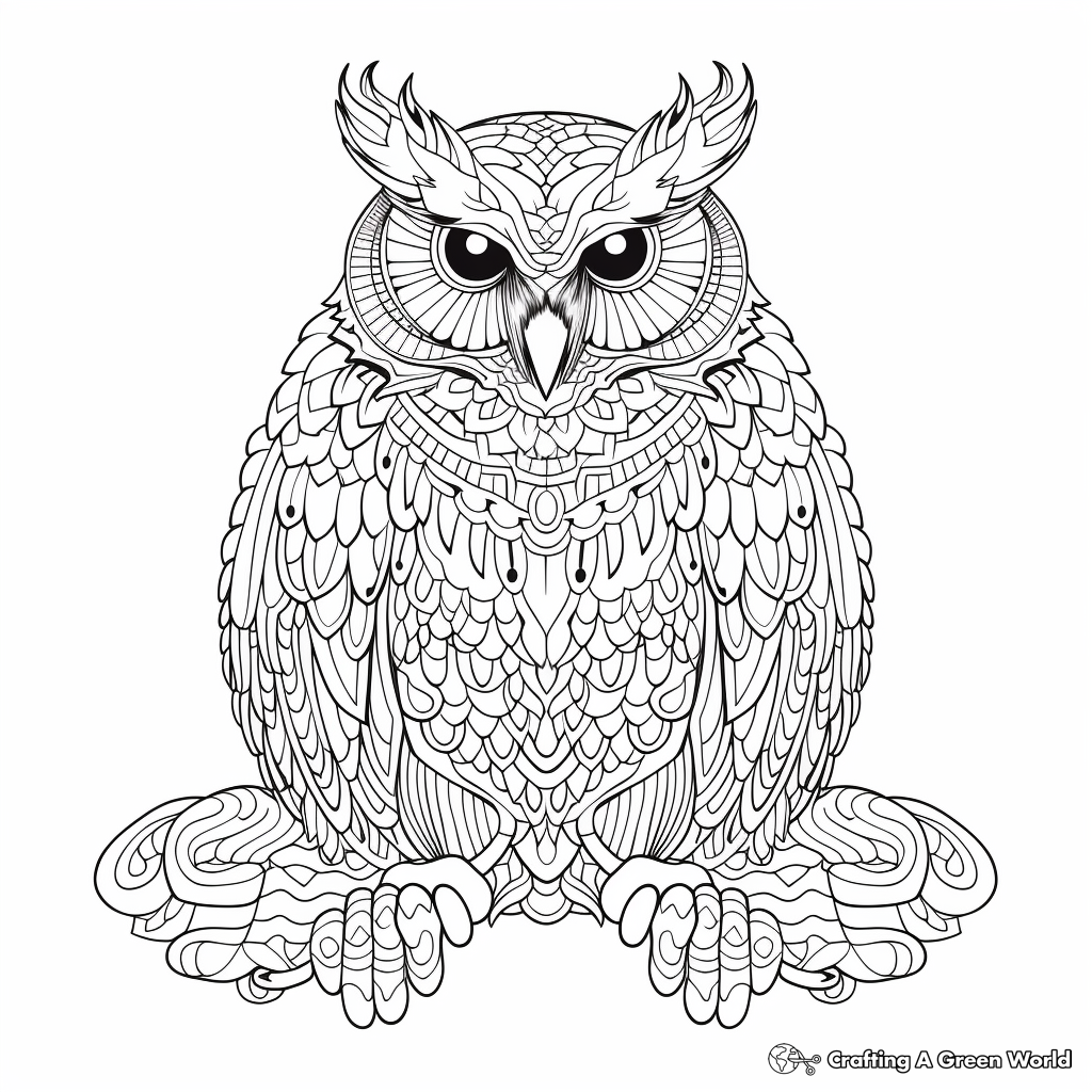 Intricate Snowy Owl Coloring Pages 1