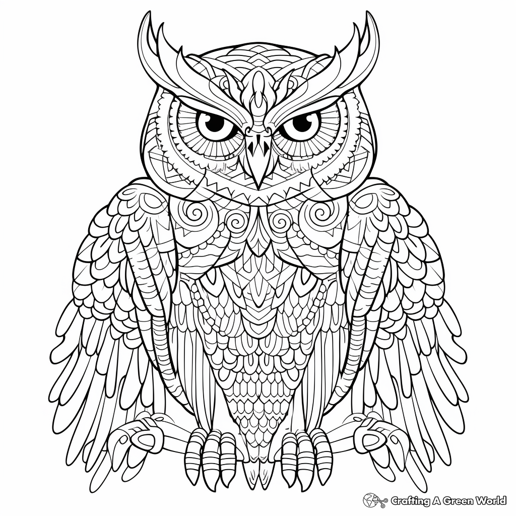 Intricate Snowy Owl Coloring Pages 2