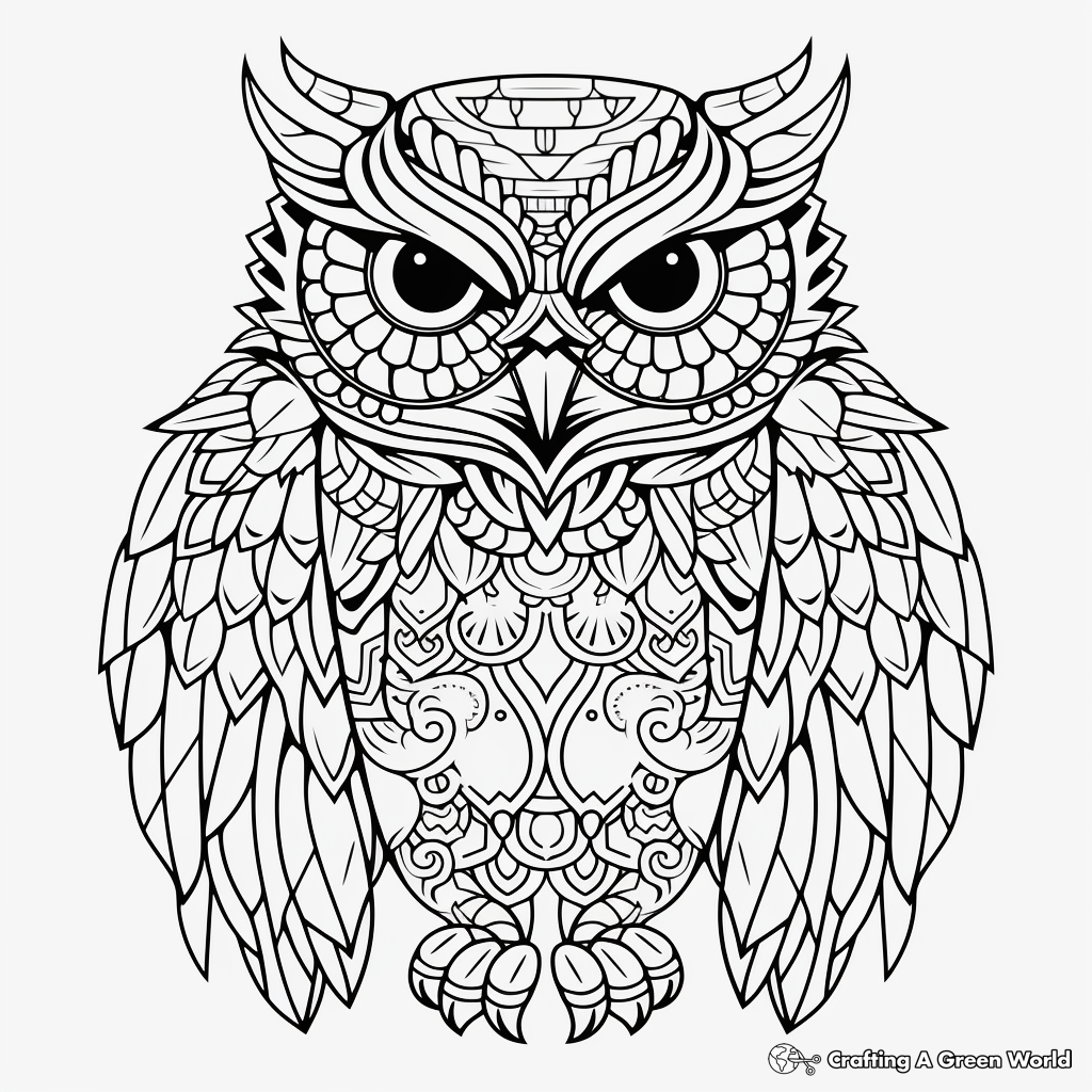 Intricate Snowy Owl Coloring Pages 3