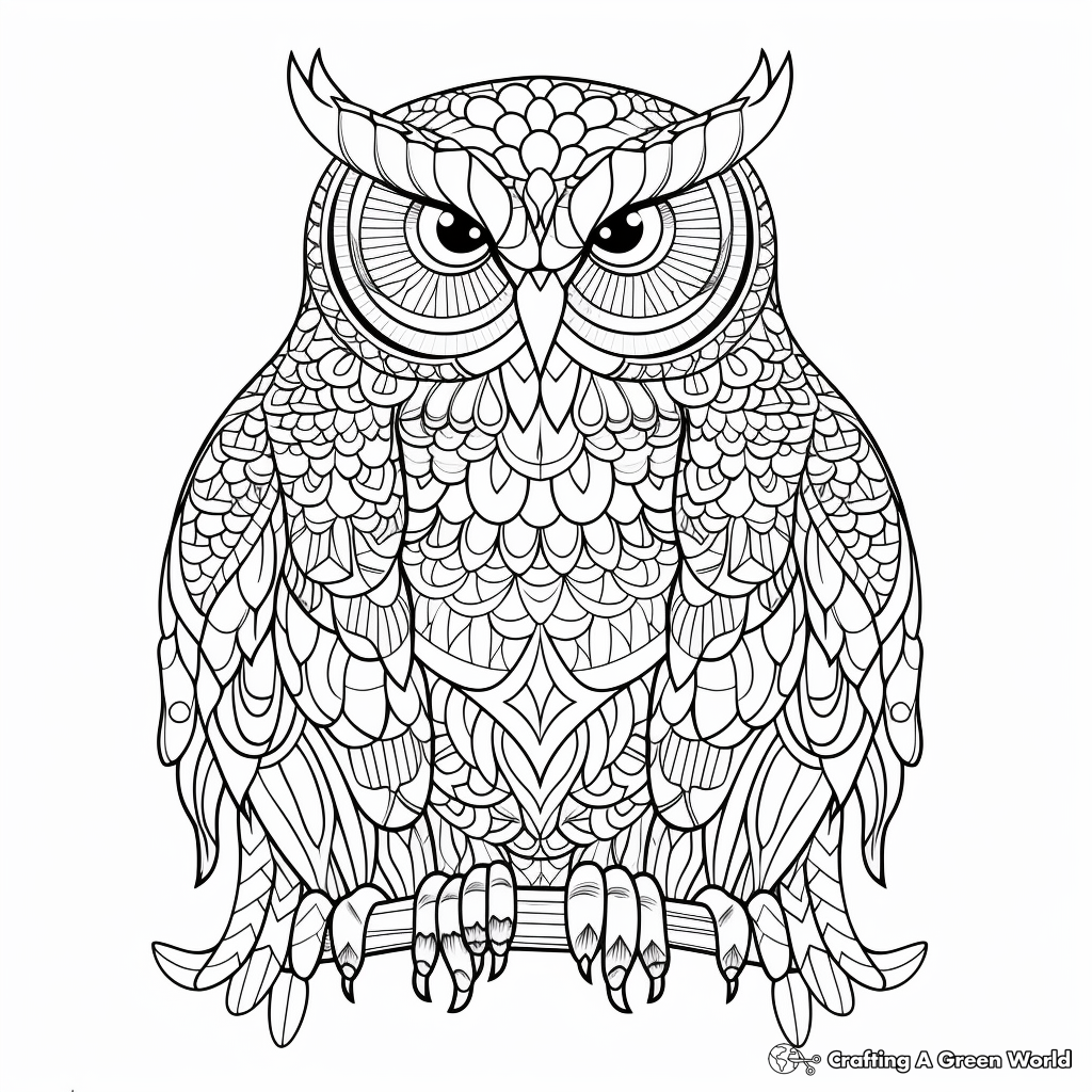 Intricate Snowy Owl Coloring Pages 4