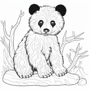 Intricate Spectacled Bear Cub Coloring Pages for Adults 1
