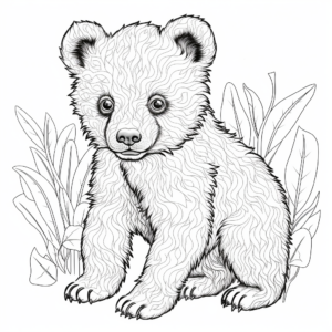Intricate Spectacled Bear Cub Coloring Pages for Adults 2