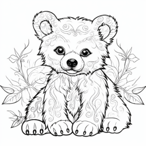 Intricate Spectacled Bear Cub Coloring Pages for Adults 4