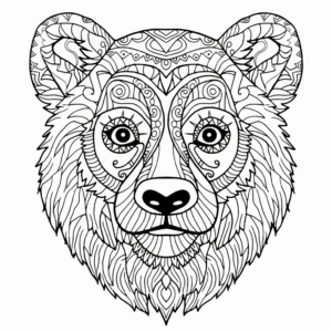 Intricate Spectacled Bear Head Coloring Pages 2