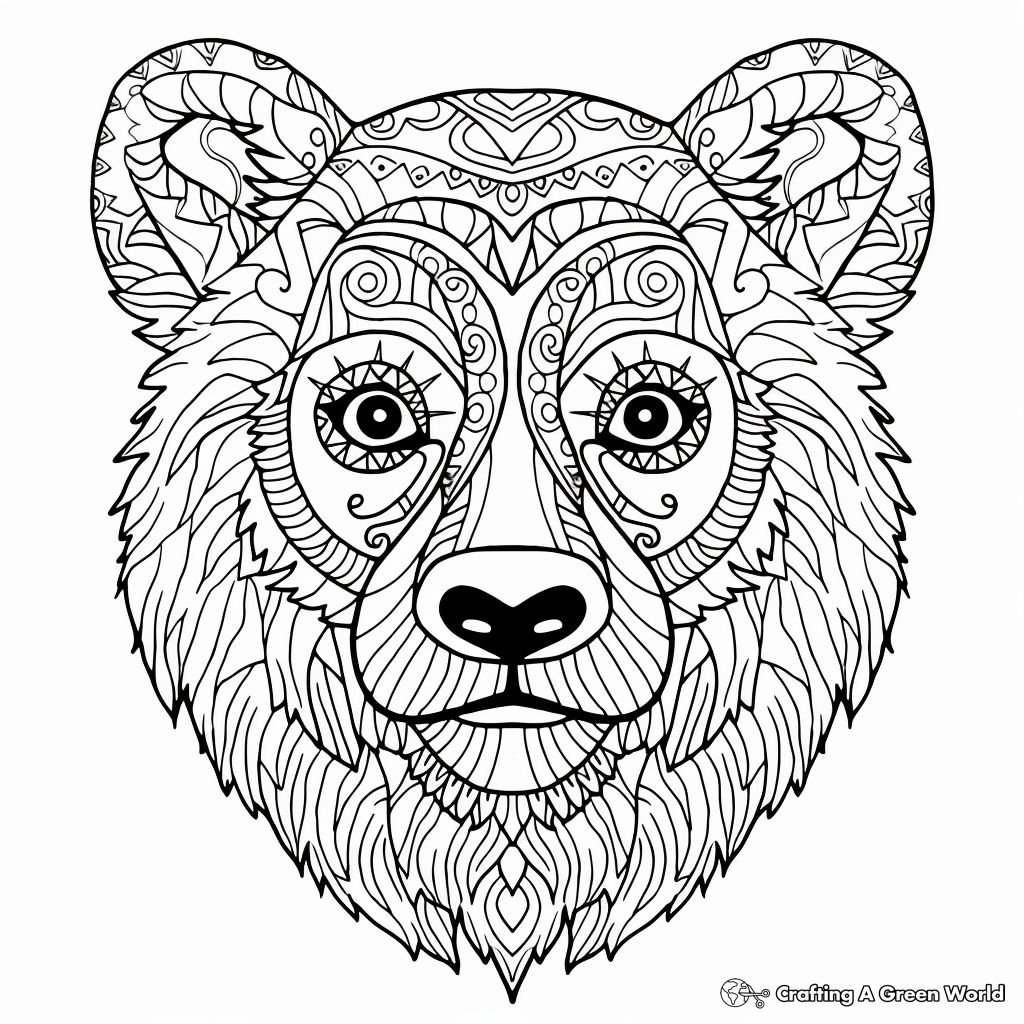 Intricate Spectacled Bear Head Coloring Pages 2
