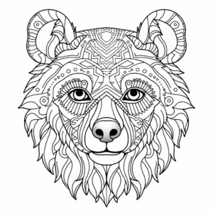 Intricate Spectacled Bear Head Coloring Pages 3