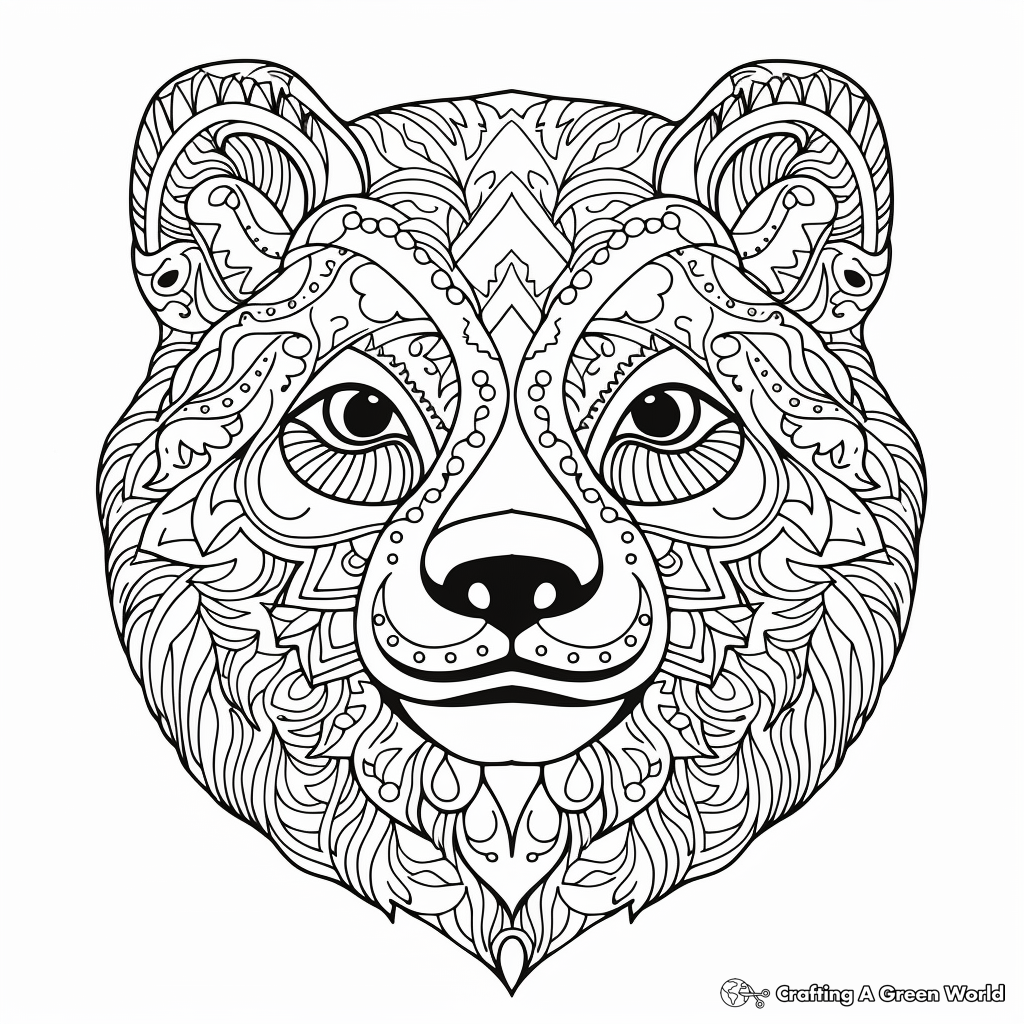 Intricate Spectacled Bear Head Coloring Pages 4