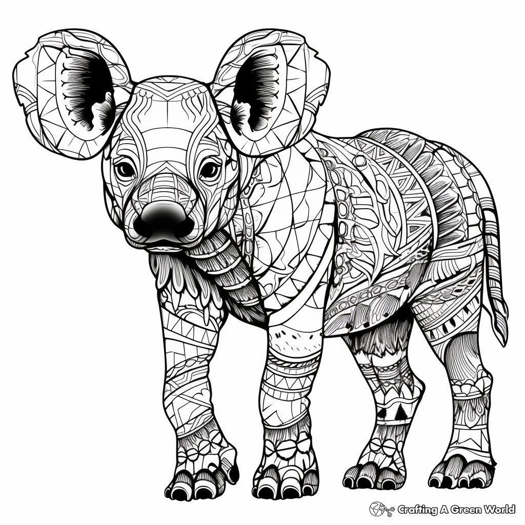 Intricate Spotted African Wild Dog Coloring Pages 1