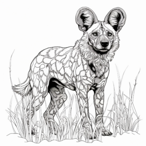 Intricate Spotted African Wild Dog Coloring Pages 2