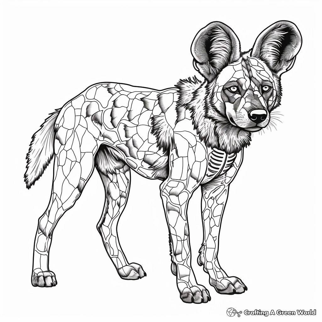 Intricate Spotted African Wild Dog Coloring Pages 3