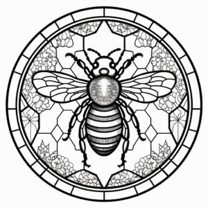 Intricate Stained Glass Bumblebee Coloring Pages 1