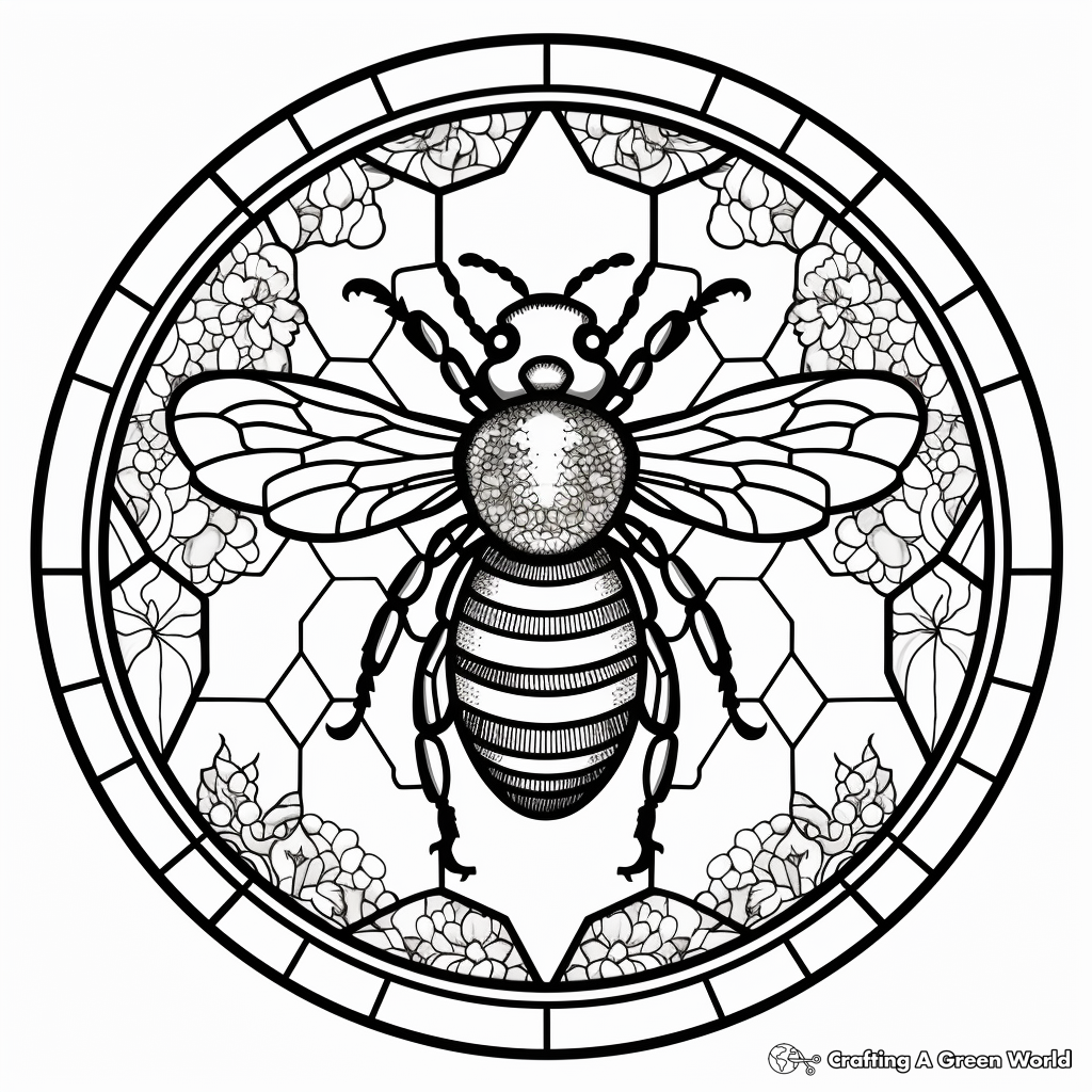 Intricate Stained Glass Bumblebee Coloring Pages 1