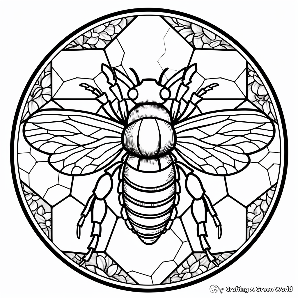 Intricate Stained Glass Bumblebee Coloring Pages 2