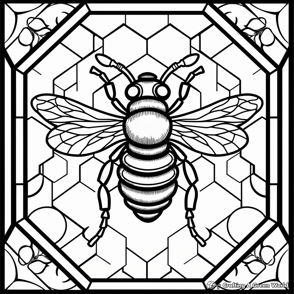 Intricate Stained Glass Bumblebee Coloring Pages 3