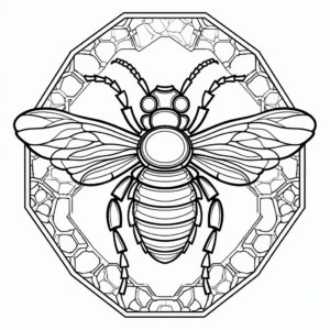 Intricate Stained Glass Bumblebee Coloring Pages 4