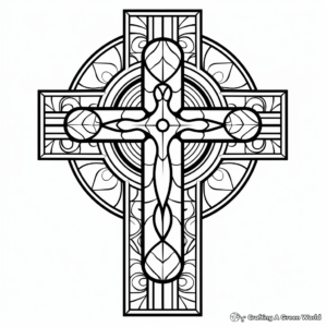 Intricate Stained Glass Cross Coloring Pages 1