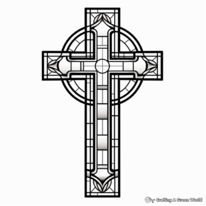 Intricate Stained Glass Cross Coloring Pages 2
