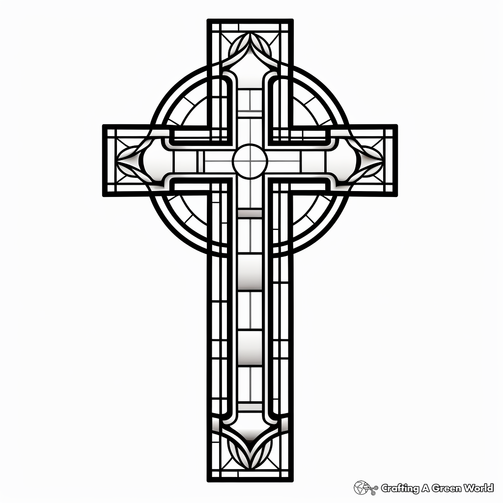 Intricate Stained Glass Cross Coloring Pages 2