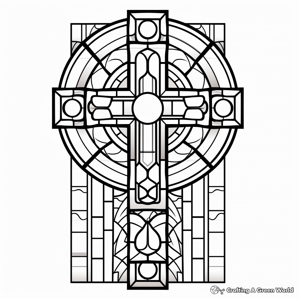 Intricate Stained Glass Cross Coloring Pages 3