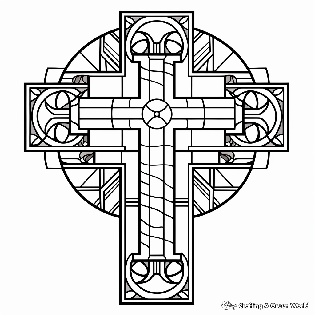 Intricate Stained Glass Cross Coloring Pages 4