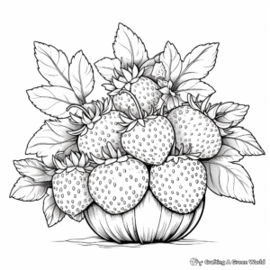 Intricate Strawberry Plant Coloring Page for Adults 1