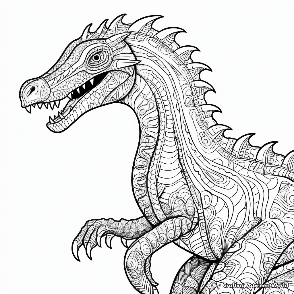 Intricate Suchomimus Skin Texture Coloring Pages 4