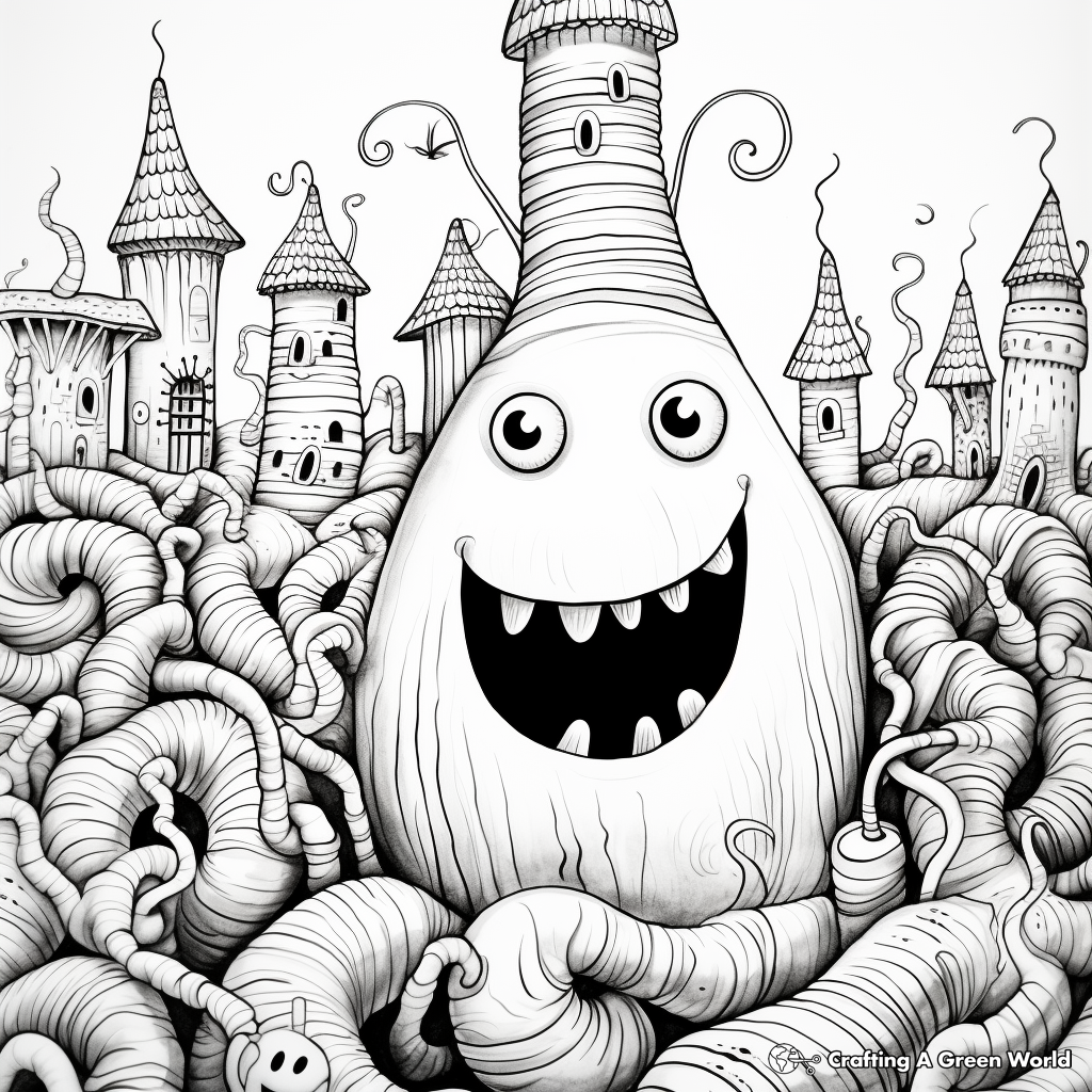 Intricate Sugar-Coated Gummy Worm Coloring Pages 2