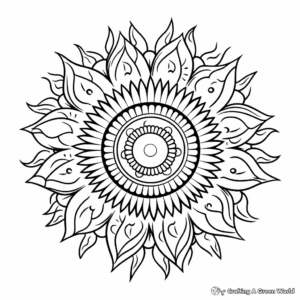 Intricate Sun Mandala Coloring Pages 2