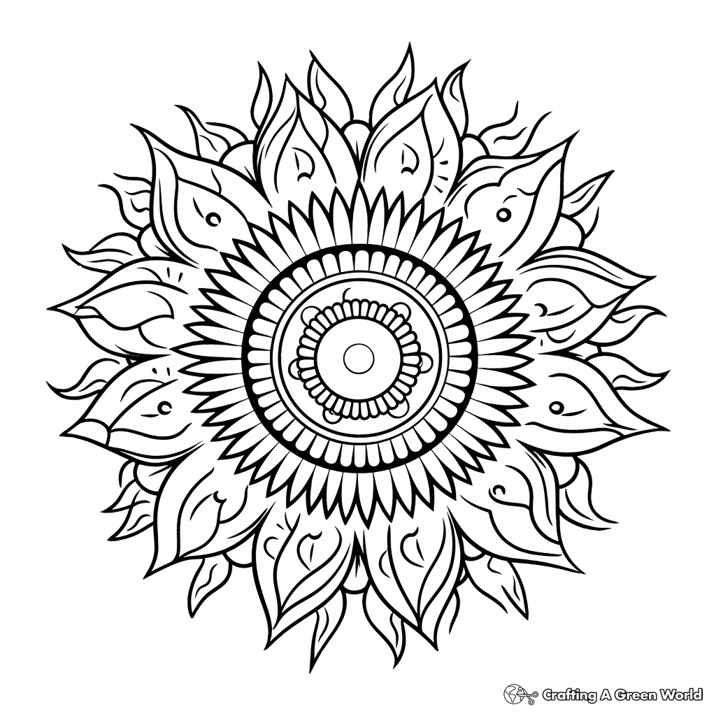 Intricate Sun Mandala Coloring Pages 2