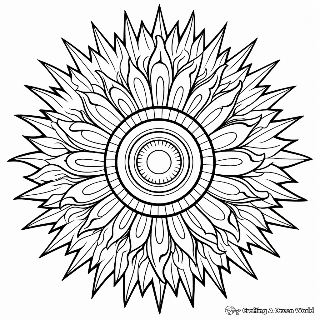 Intricate Sun Mandala Coloring Pages 3