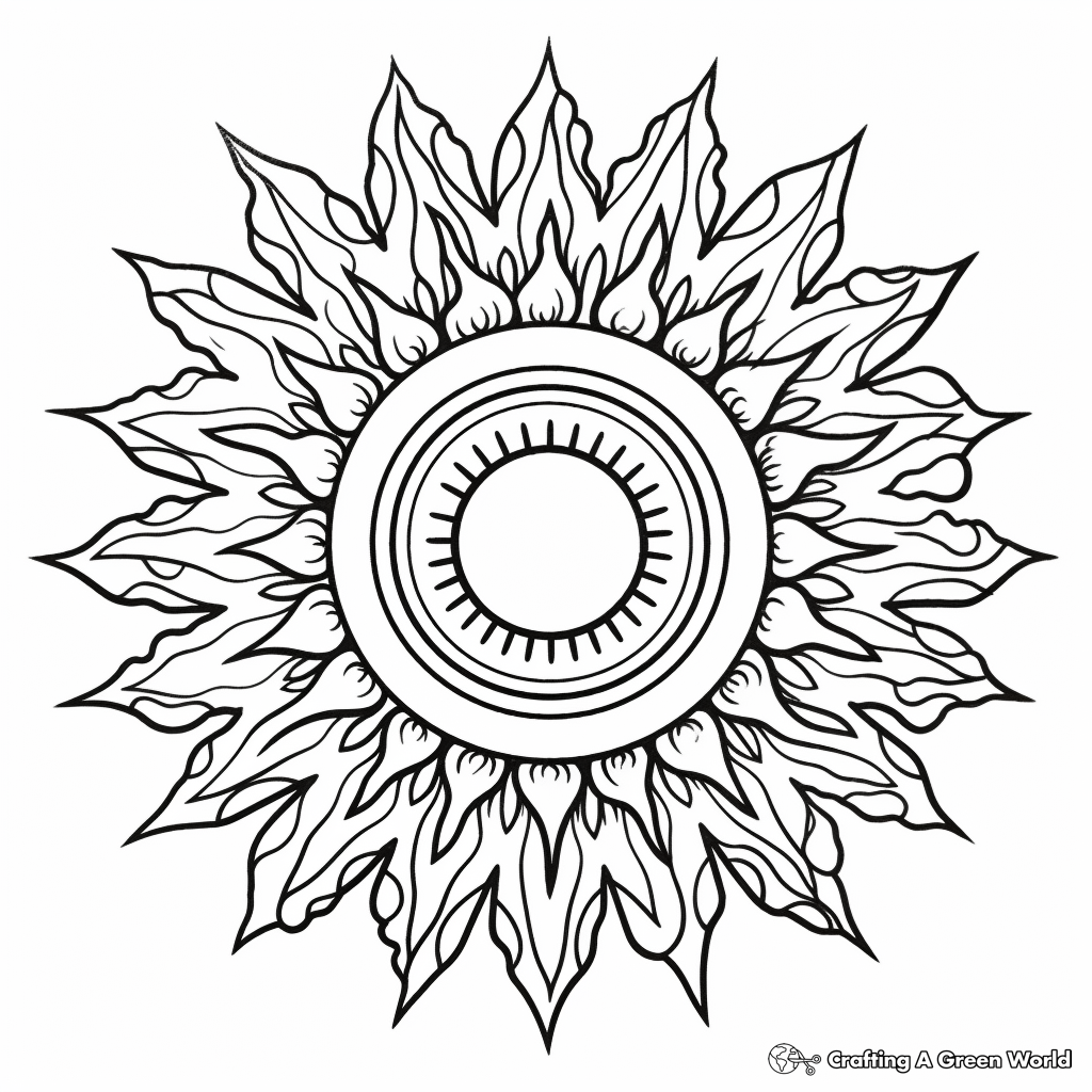 Intricate Sun Mandala Coloring Pages 4