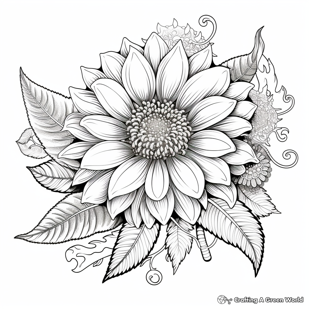 Intricate Sunflower Coloring Pages for Advanced Artists 2