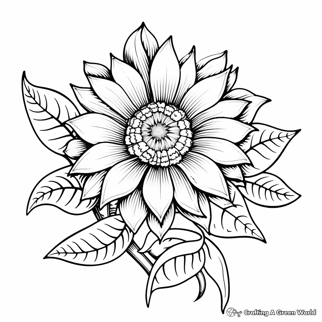 Intricate Sunflower Coloring Pages for Advanced Artists 4