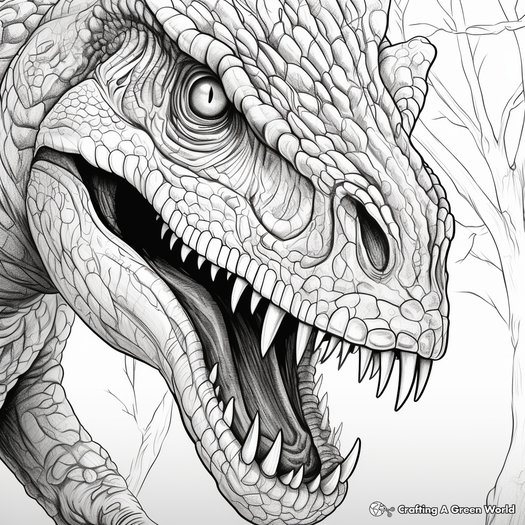 Intricate T Rex With Scary Eyes Coloring Pages 2