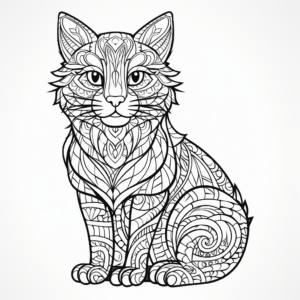 Intricate Tabby Cat Coloring Pages 1
